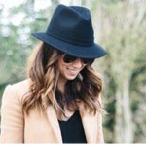 NWT Bailey for J.Crew LiteFelt Black Fedora Hat Packable Water‎ Repellent S / M